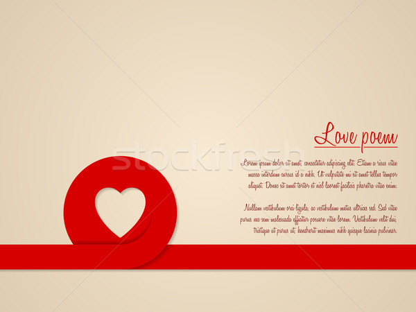 Saint valentin carte de vœux rouge coeur ruban amour [[stock_photo]] © vipervxw