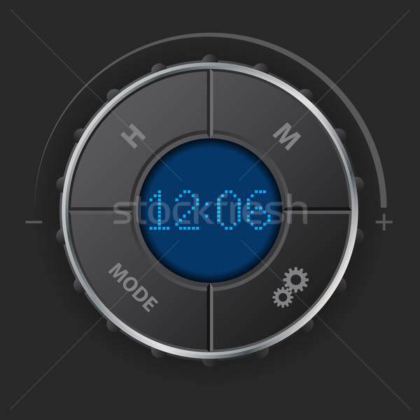 Digital ceas albastru lcd butoane maşină Imagine de stoc © vipervxw