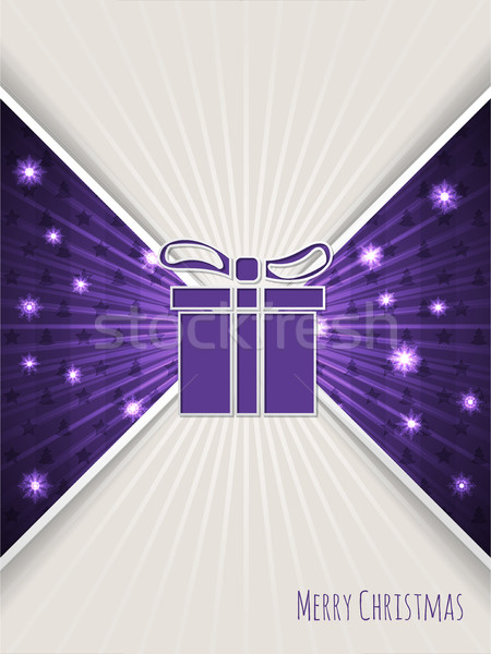 Christmas greeting with bursting purple christmas gift Stock photo © vipervxw