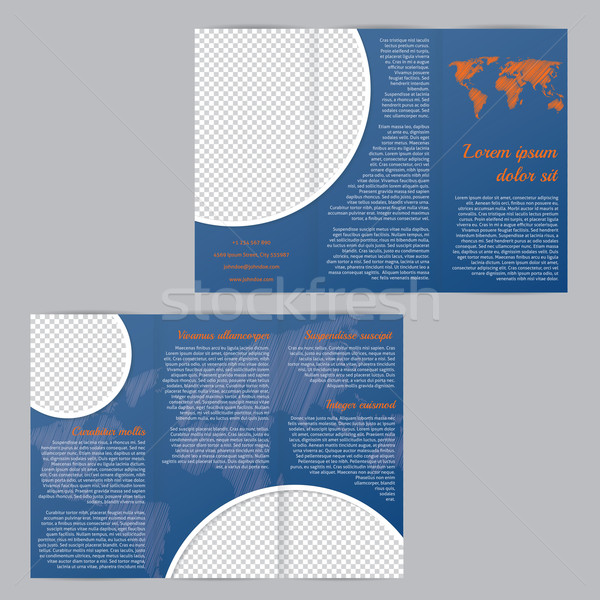 Flyer brochure template design with world map and photo containe Stock photo © vipervxw