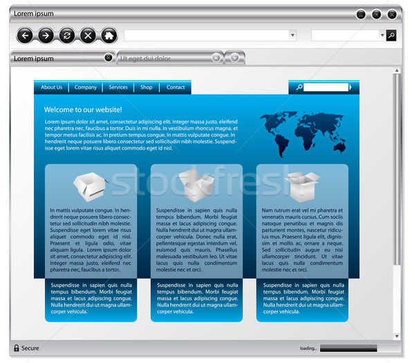 Metallic web browser design with webpage  Stock photo © vipervxw