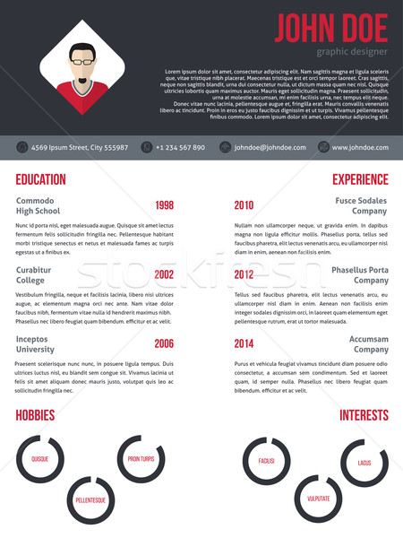 Stock photo: New cv resume template in red and dark gray