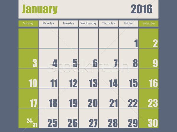 Blue green colored 2016 january calendar Stock photo © vipervxw