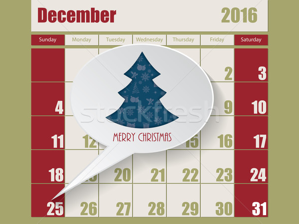 Calendar with speech bubble showing christmas Stock photo © vipervxw