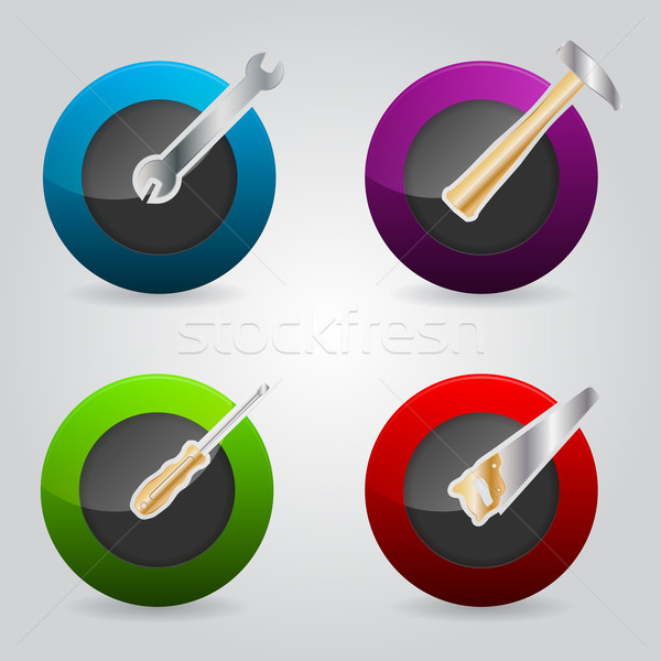 Buttons for the web with tool icons Stock photo © vipervxw