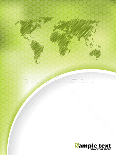Green hexagon brochure design with scribbled map Stock photo © vipervxw