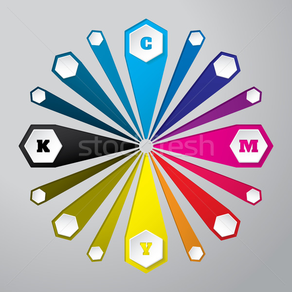 Cmyk wallpaper with 3d hexagons and color combinations Stock photo © vipervxw