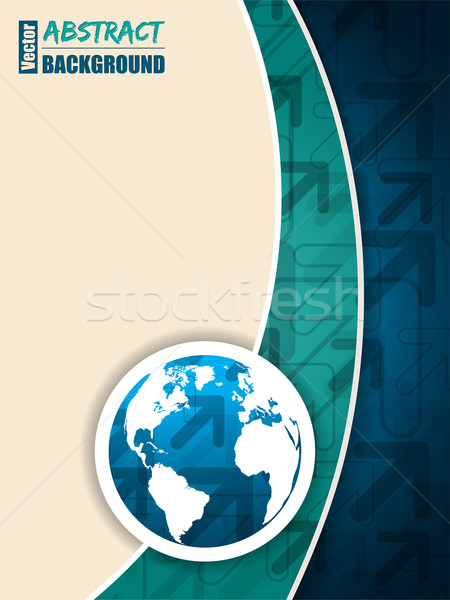 Turquoise blue brochure with arrows and world map Stock photo © vipervxw