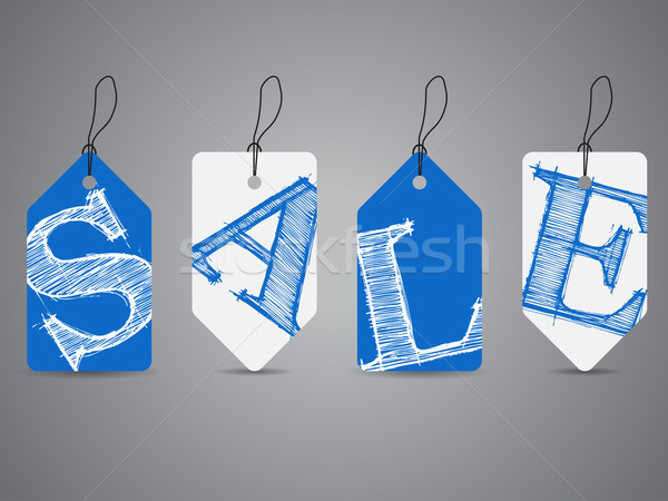 Simple shopping labels with scribbled sale text Stock photo © vipervxw