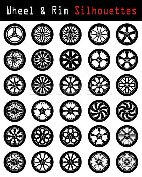 Stock photo: Wheel & Rim silhouettes