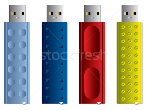 Foto stock: Usb · conjunto · computador · caneta · tecnologia