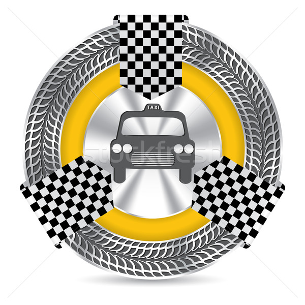 Metallic taxi badge design with tire tread Stock photo © vipervxw
