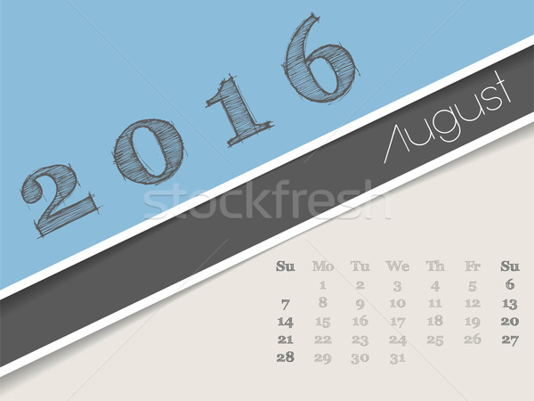 Août 2016 calendrier design mois bleu [[stock_photo]] © vipervxw