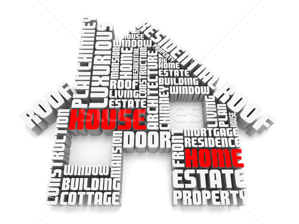 3d group of red white words shaping a house Stock photo © vipervxw