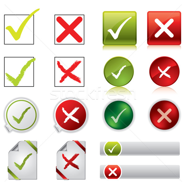 Tick and cross stickers, buttons, and symbols  Stock photo © vipervxw