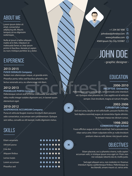 Cool resume cv template with business suit background Stock photo © vipervxw