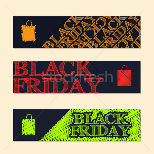 Black friday label set with scribbled elements Stock photo © vipervxw