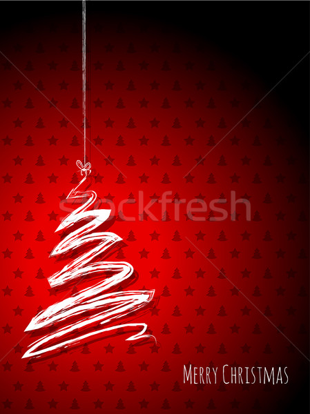 Scribbled christmas tree on a red background Stock photo © vipervxw