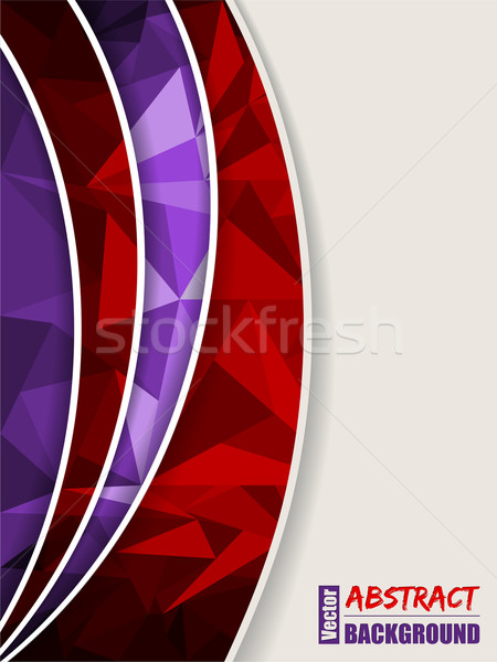 Stock photo: Abstract purple brochure with light and dark polygons and red tr