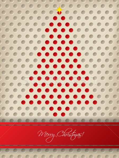 Christmas greeting with red stripe and christmas tree Stock photo © vipervxw