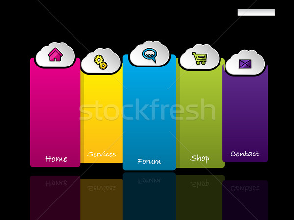 Website template with labels and cloud shaped buttons Stock photo © vipervxw