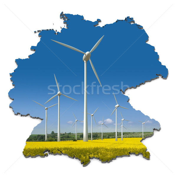 Turbine eoliene câmp abstract hartă Germania soare Imagine de stoc © visdia