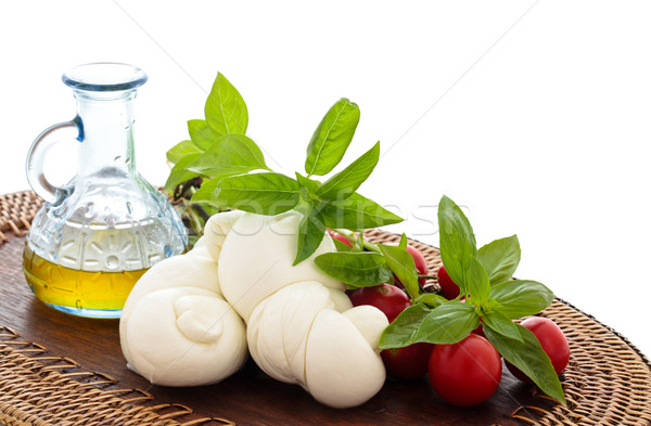 Foto stock: Frescos · italiano · mozzarella · tomates · aceite · de · oliva · albahaca