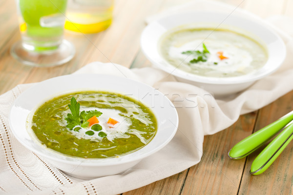 Green pea soup in bowls. Stock photo © Vitalina_Rybakova