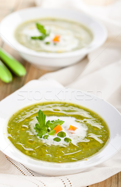 Green pea soup in bowls. Stock photo © Vitalina_Rybakova