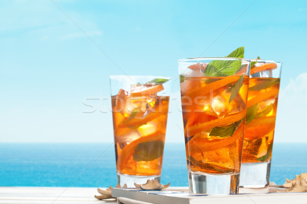 Laranja limonada de laranjas mesa de madeira Foto stock © Vitalina_Rybakova