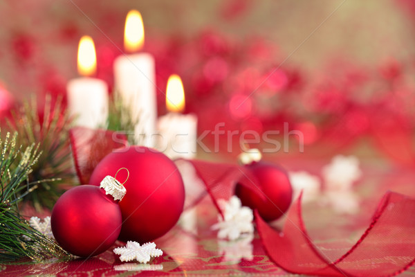 Rood christmas klein sneeuwvlokken kaarsen Stockfoto © Vitalina_Rybakova