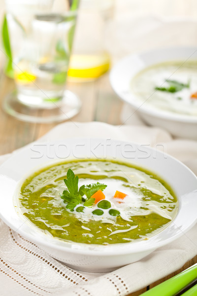 Foto stock: Verde · sopa · bolos · crema · petróleo