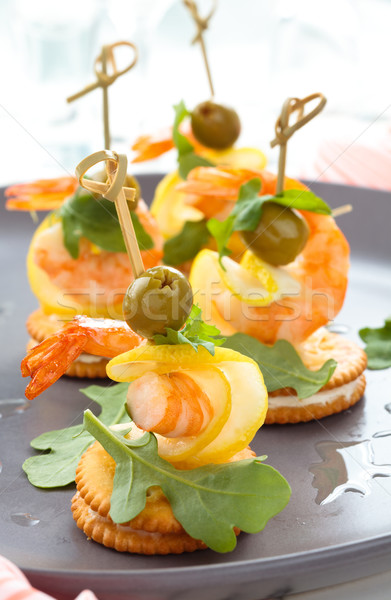 Prawn canapes. Stock photo © Vitalina_Rybakova