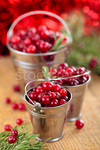 Frischen Preiselbeeren Urlaub Lichter Essen Hintergrund Stock foto © Vitalina_Rybakova