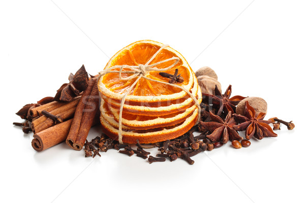 Dried Orange, Star Anise And Cinnamon Sticks  . Stock photo © Vitalina_Rybakova