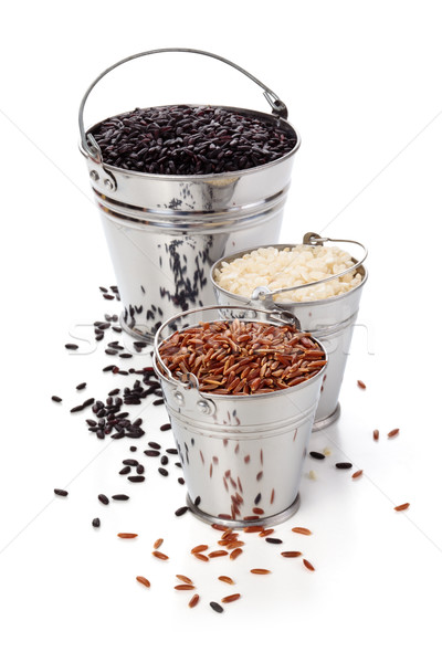 Foto stock: Arroz · diferente · aislado · blanco · textura · alimentos