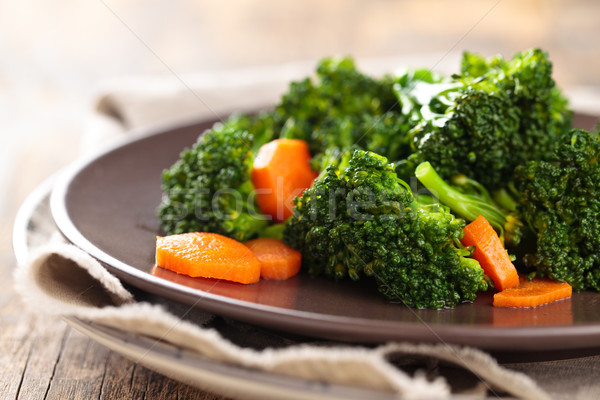Stock photo: Steamed broccoli on plate.