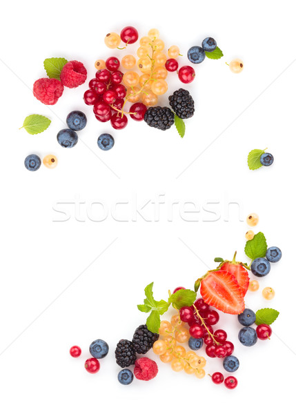 Vers vruchten bladeren frame bessen geïsoleerd Stockfoto © Vitalina_Rybakova
