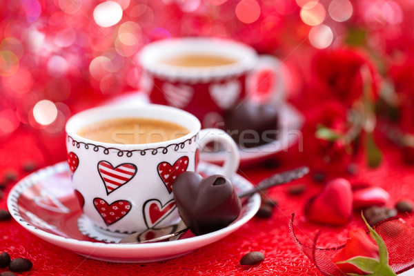 Koffie dag rozen bloem bruiloft Stockfoto © Vitalina_Rybakova