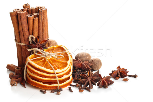 Dried Orange, Star Anise And Cinnamon Sticks  . Stock photo © Vitalina_Rybakova