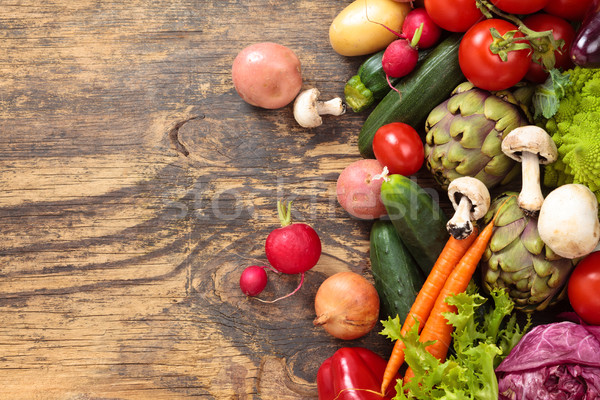 Verse groenten houten collectie gemengd organisch groenten Stockfoto © Vitalina_Rybakova