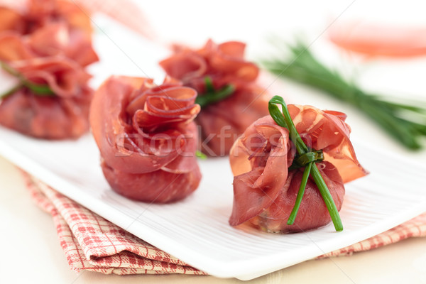 Olasz étel előételek ünnepek étel vacsora piros Stock fotó © Vitalina_Rybakova