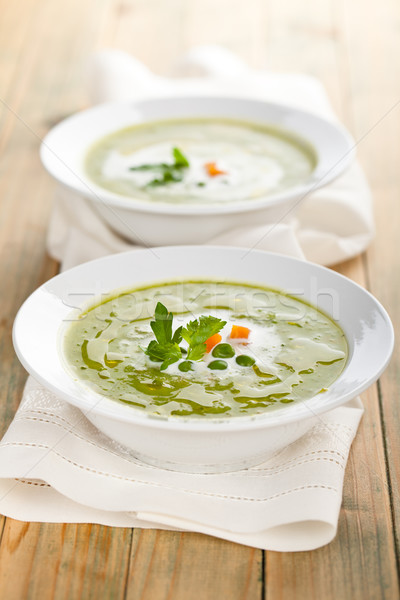 Green pea soup in bowls. Stock photo © Vitalina_Rybakova