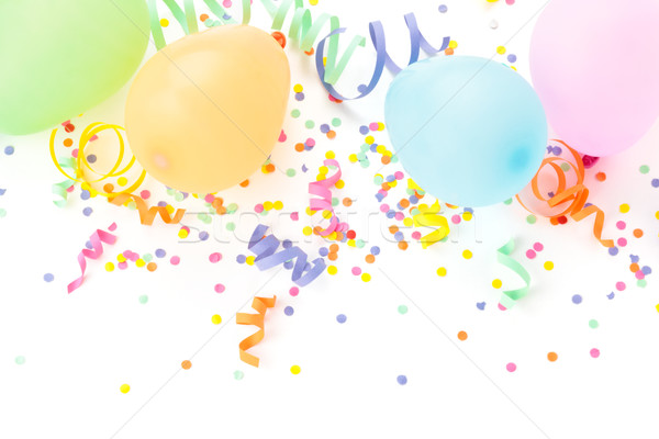 Geburtstag Anordnung Ballons Konfetti isoliert weiß Stock foto © Vitalina_Rybakova