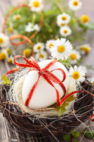 Húsvéti tojás fészek fehér tojás fából készült húsvét Stock fotó © Vitalina_Rybakova