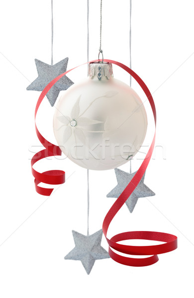 Christmas decoratie witte bal zilver Stockfoto © Vitalina_Rybakova