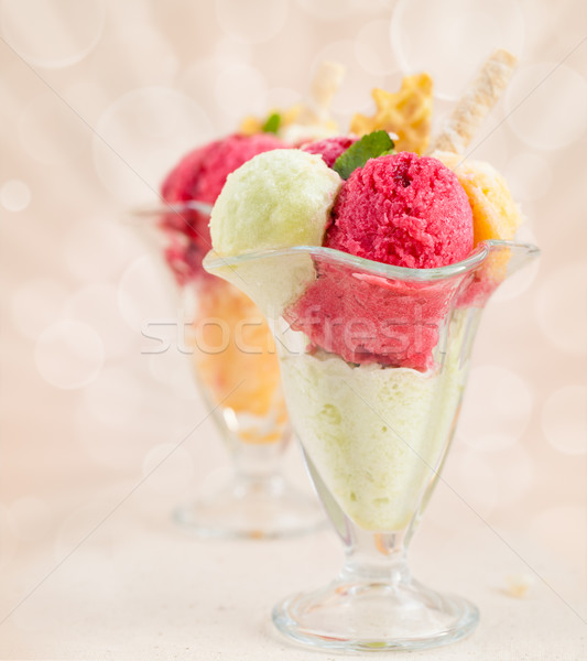 Vruchten icecream ijs glas voedsel Stockfoto © Vitalina_Rybakova