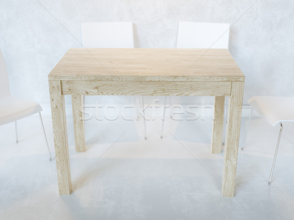 Foto d'archivio: Bianco · sala · da · pranzo · tavola · sedie · legno