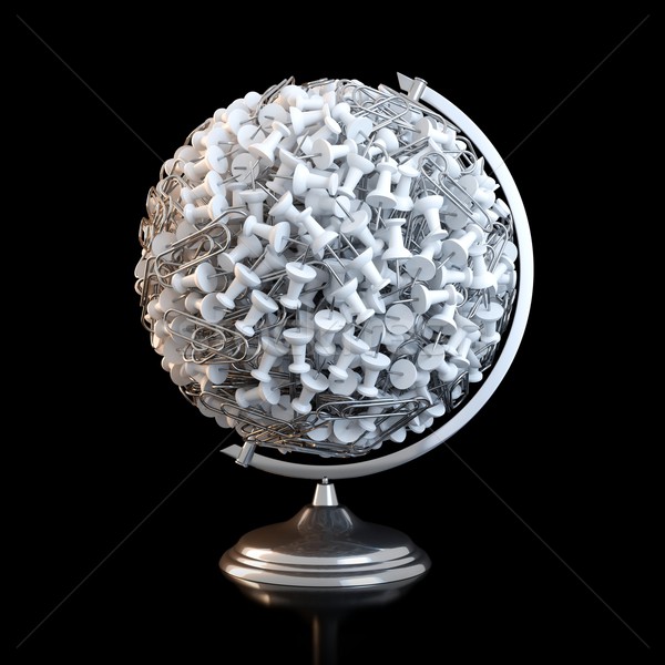 Abstract Globe Created Of Clips And Pins On Black Stock photo © vizarch