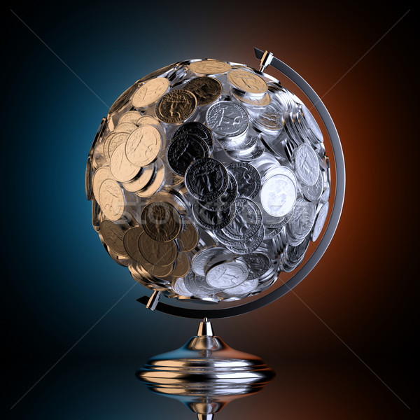 Desktop Globe Created out of Money (Black Studio 1 Euro Version) Stock photo © vizarch